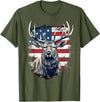 Patriotic Merica Elk Tees 4th Of July US Flag Elk T-Shirt - Olive Green