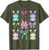 Cute Easter Day Coquette Bow Rabbit Easter Bunny Girls T-Shirt in Olive Green