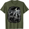 Midnight Woodland Rabbit Art Apparel Graphic Tees Creepy Black Rabbits Moonlit Forest Gothic Horror Halloween T-Shirt -