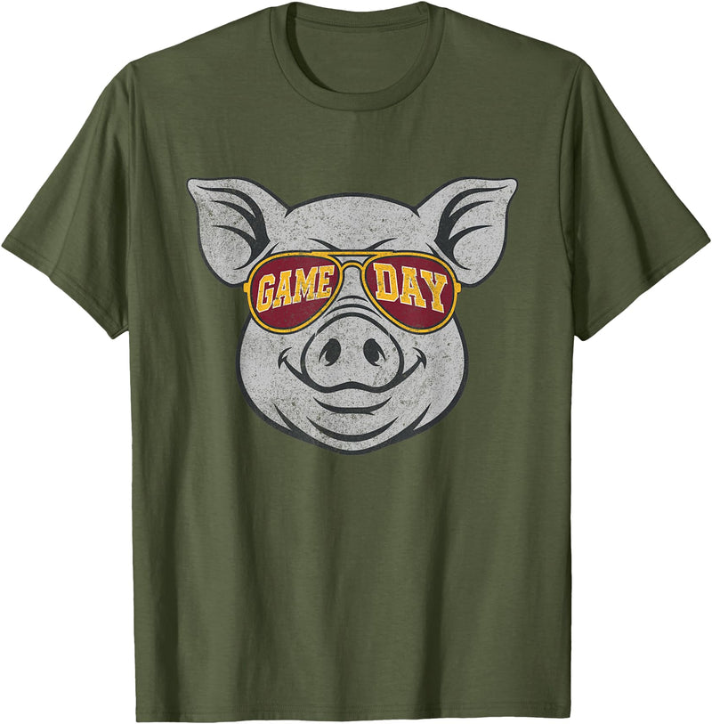 Game Day Pig Tee-TShirt Gifts Game Day Pig T-Shirt - Olive Green