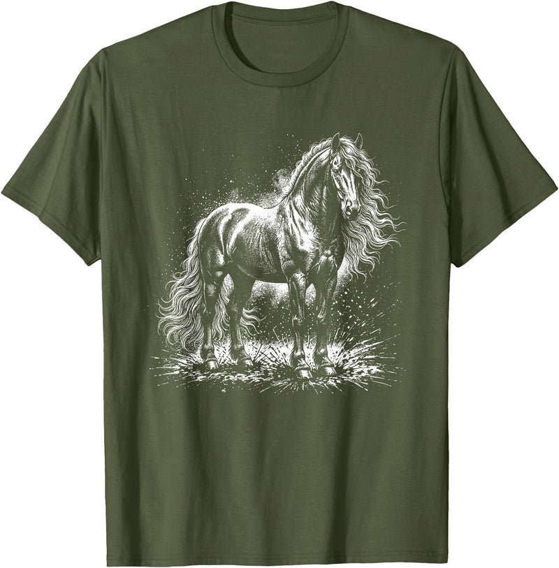 Horse Tee Horse T-Shirt - Straight - Olive Green