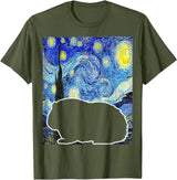 Starry Night Guinea Pig Lover Painting Guinea Pig Starry Night Van Gogh Guinea Pig Lover T-Shirt - Olive Green