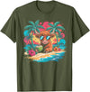 Summer Vibes Highland Cow Funny Beach Vacation Tee Tropical Highland Cow Summer Vibes Funny Beach T-Shirt - Olive Green