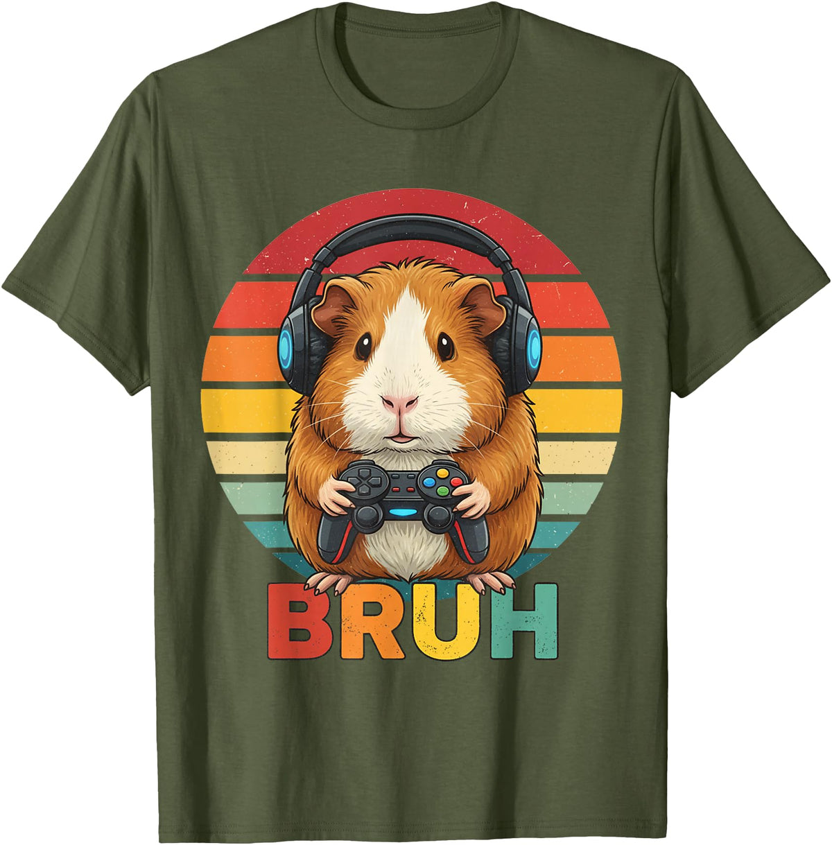 Gaming Guinea Pig Bruh Retro Gamer Guinea Pig Boys Guinea Pig Video Games Guinea Pig Bruh Retro Guinea Pig Boys T-Shirt - Olive Green