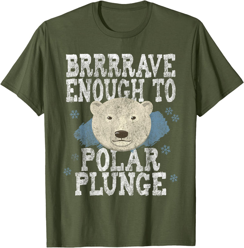 Take The Plunge Designs Funny Polar Bear Plunge Joke - Brrrr Cold Water Event T-Shirt - Olive Green