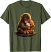 CONLEE Cute Baby Monkey Punch Viral Zoo Japan Design T-Shirt - Olive Green