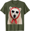 Funny Polar Bear with Sunglasses Cute Polar Bear Lover Heart Sunglasses T-Shirt - Olive Green