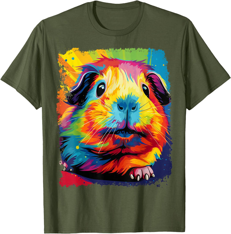 PopArt Pet Animal Prints A Guinea Pig T-Shirt - Olive Green