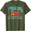 Funny Camping Lovers Gift Tee Hey Look A Menu Funny Bear Camping Retro Vintage Camper Car T-Shirt - Olive Green