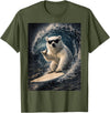 White Bear Surfing Waves Funny Animal Apparel Funny Polar Bear Surfer Catching Waves | Shaka Funny Animal T-Shirt - Olive Green