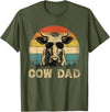 Cow Dad Vintage Retro Fathers Day Funny Gift Vintage Cow Dad Cow Lovers Daddy Father's Day T-Shirt - Olive Green