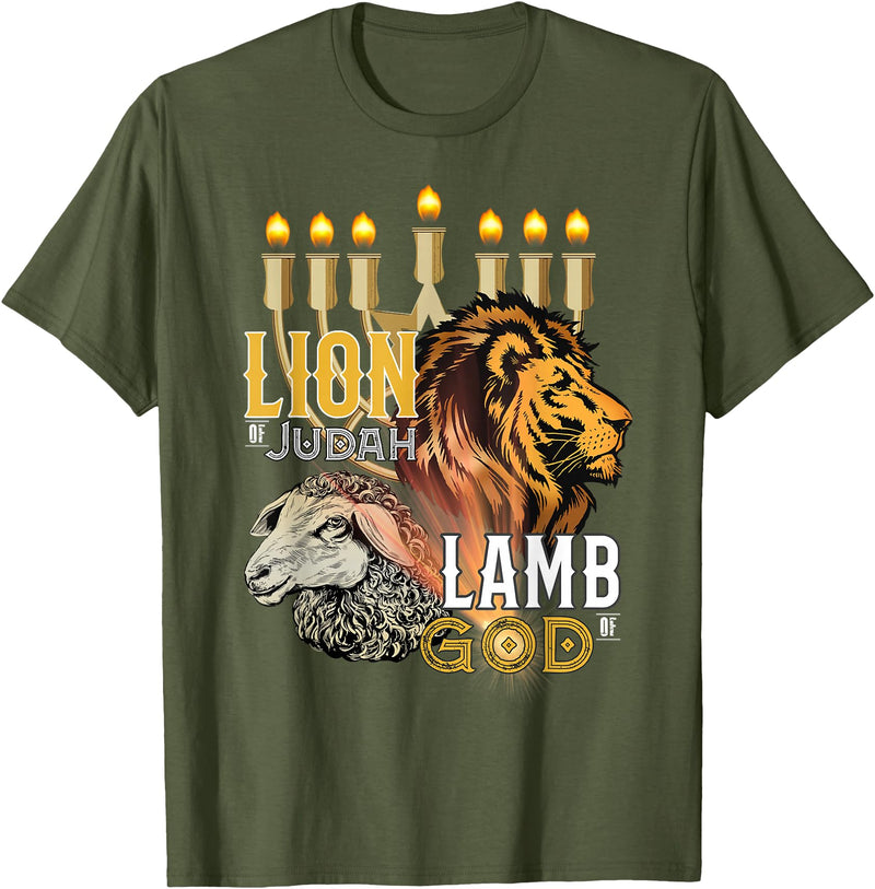 Claudia Williams Apparel Lion of Judah Lamb of God T-Shirt - Olive Green
