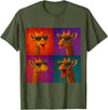 Colorful 4 Photos Animals Giraffe Sunglasses Funny Faces Collage Pop Art T-Shirt - Olive Green
