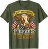 Patriotic 250 Years of Freedom 1776-2026 250 Years America Cow Patriotic USA 4th of July T-Shirt - Olive Green