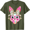Cute Easter Bunny Bubble Gum Coquette Bow for Girls Women T-Shirt in Olive Green