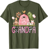 Pink Farm Cow Gender Reveal Grandpa Pink Farm Animal Birthday Kids Matching Family T-Shirt - Olive Green