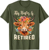 Officially Retired Tee Retirement Gifts for Women This Heifer is Retired Floral Highland Cow Funny Retirement T-Shirt -