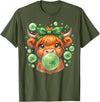 St. Patricks Day Highland Cow Blowing Bubblegum Celebrate St Patricks Day T-Shirt - Olive Green