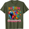 Colorful Rainbow Family Bear Autism Awareness Autism Grandma Colorful Rainbow Grandma Bear Autism T-Shirt - Olive Green