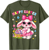 Happy Easter Coquette Easter Egg Rabbit Bunny Women Girl Kid T-Shirt in Olive Green