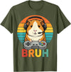 Gamer Guinea Pig Bruh Vintage Gaming For Boys Kids Gaming Guinea Pig Bruh Retro Guinea Pig Gamer Bruh Kids Boys T-Shirt - Olive Green