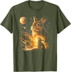Vintage Howling Bunny to the Moon Retro 90s Funny Rabbit T-Shirt in Olive Green
