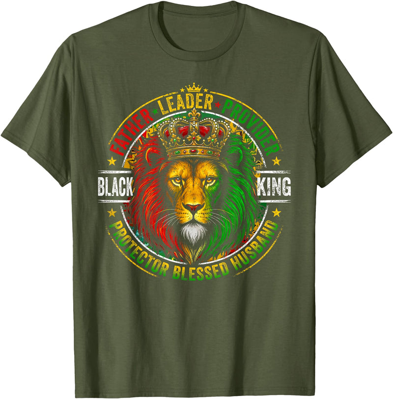 Lion Juneteenth 1865 Fathers Day Black History Tee Black King Lion Juneteenth 1865 Men Dad Father's Day T-Shirt - Olive Green