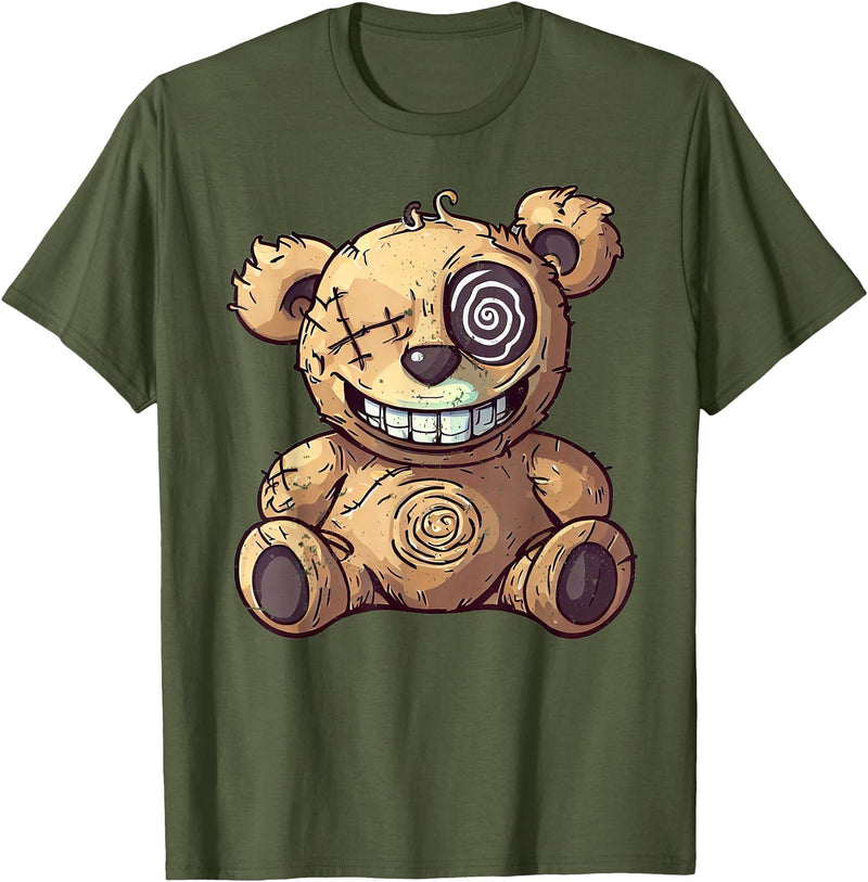 TeezooDesigns Stitched Up Teddy Bear T-Shirt - Olive Green
