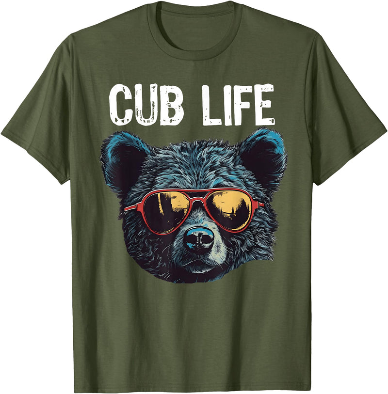 Matching Cute Bear Cub Designs for Boys & Girls Funny Bear Cub Boys Toddler Brown Black Mom Son Daughter T-Shirt - Olive Green