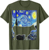 Funny Cow Van Gogh Famous Painting Cow Starry Night Van Gogh Funny Cow Farmer T-Shirt - Olive Green