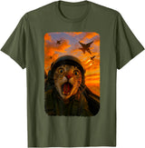 Funny Cats Fighter Jet Pilot Kitties Selfies Funny Screaming Cat Fighter Jet Pilot Kitty Selfie T-Shirt