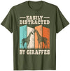KATYLIN Easily Distracted By Giraffes Funny Giraffe Lover Men Women T-Shirt - Dark Heather Grey