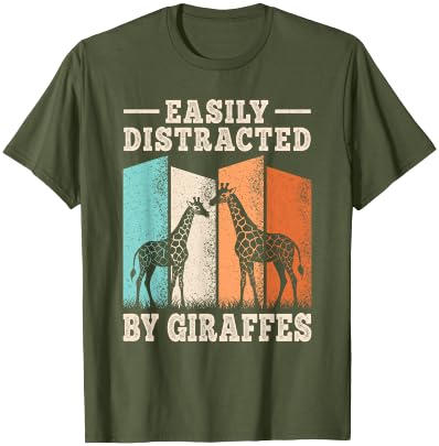 KATYLIN Easily Distracted By Giraffes Funny Giraffe Lover Men Women T-Shirt - Dark Heather Grey