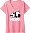 Panda Bear Inc. Womens Funny Nope Not Today Lazy Cute Giant Panda Bear Animal Gift V-Neck T-Shirt - Pink