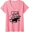 BullQuack Horse Womens Talk Derby To Me - Funny Racing Horse Pun Quote Humor V-Neck T-Shirt - Pink