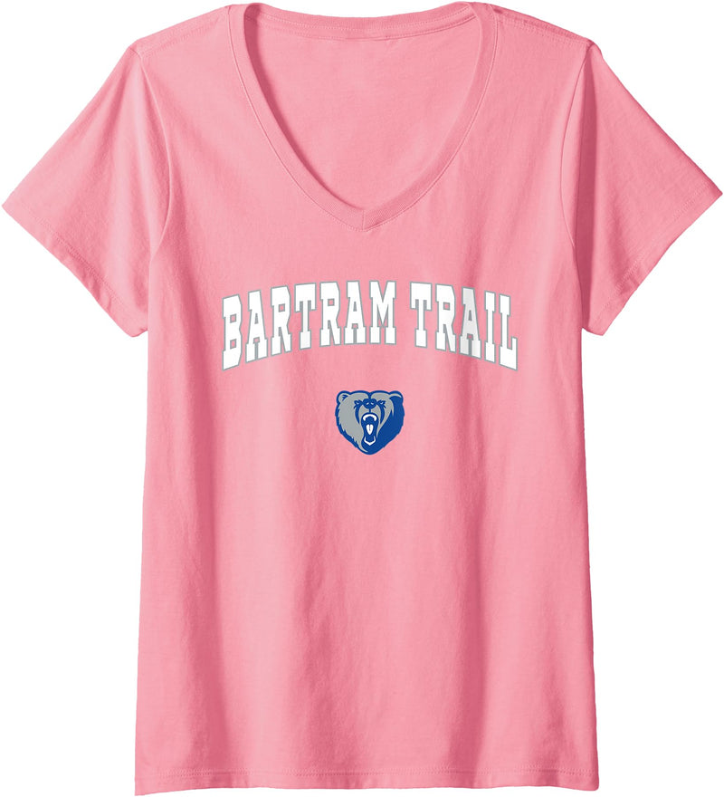 Official High School Fan Gear Womens Bartram Trail High School Bears V-Neck T-Shirt - Pink