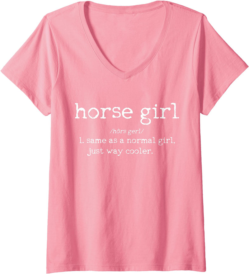 Horse Girl Apparel & Gifts Women's Horse Girl Definition Funny Horseback Riding Rider Gift V-Neck T-Shirt - Pink