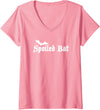 Halloween Spooky T's Womens Spoiled Bat V-Neck T-Shirt - Pink