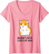 Cute Guinea Pig Gifts Womens Guinea Pig Mama World's Best Guinea Pig Mom V-Neck T-Shirt - Pink
