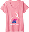 LGBT Bisexual Pride Mama Bear Designs Co. Womens LGBT Bisexual Pride Mama Bear Bi V-Neck T-Shirt - Pink