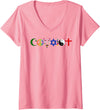 Bear In The Cloud Womens Coexist V-Neck T-Shirt - Pink
