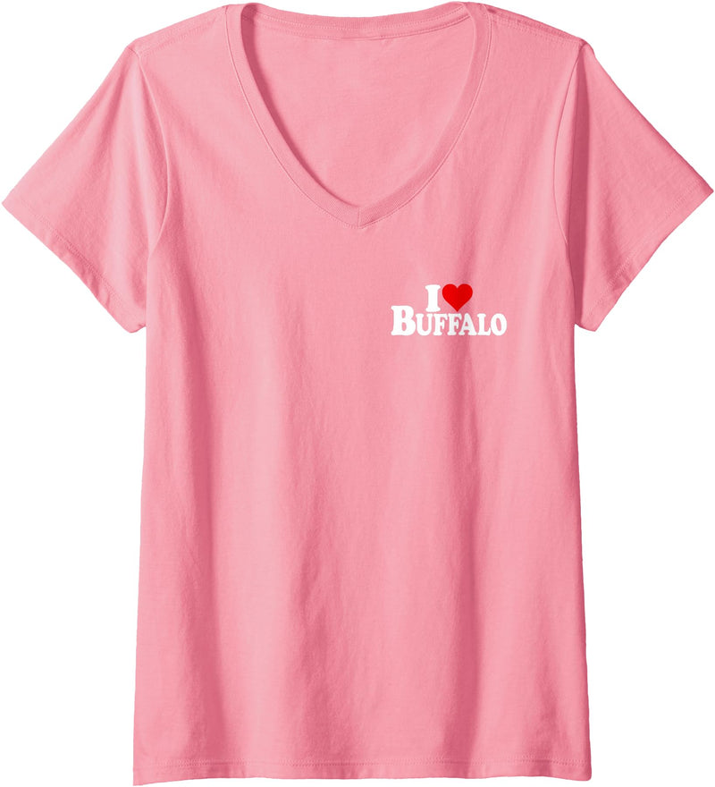 LOVE OF BUFFALO HEART CITY APPAREL Women's I Love Heart Buffalo NY V-Neck T-Shirt - Pink