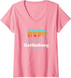 Great Smoky Mountains TN Travel Womens Gatlinburg Tennessee Bear Great Smoky Mountains V-Neck T-Shirt - Pink