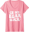 AddictiveDesignsCo Animal Merch Women's In My Bear Era School Mascot Spirit Wildlife Animal Love V-Neck T-Shirt - Pink