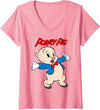 Womens Looney Tunes Porky Pig Vintage Portrait V-Neck T-Shirt - Pink