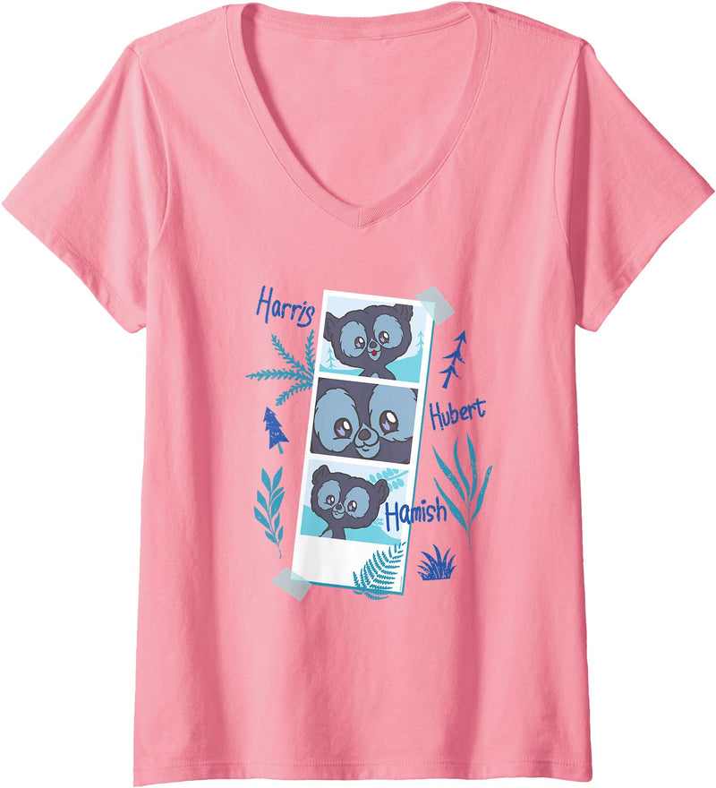 Disney Pixar Womens Disney and Pixar’s Brave Merida’s Bear Brothers Cute Photos V-Neck T-Shirt - Pink