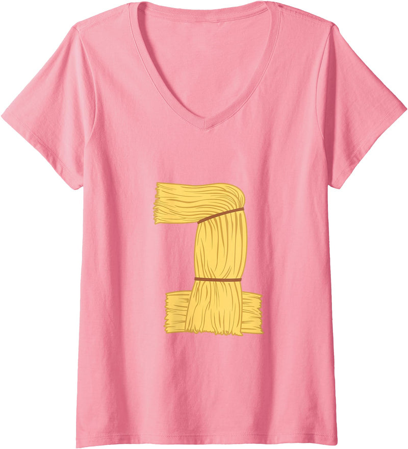 DK Three Little Pigs Halloween Costume Tees Womens Three Little Pigs 1 Halloween Group Costume Kids Adults V-Neck T-Shirt - As Pictured