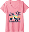 Buffalo Bison National Park Wild Animal Lover Womens W4Mx Retro Stay Wild Roam Free The Buffalo Charge The Storm V-Neck