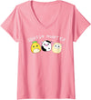 Funny anime designs Womens Squish hunter cute animals pineapple cow lamb V-Neck T-Shirt - Pink