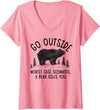 Camping Lover Tee Shirt Women's Go Outside Worst Case Scenario a Bear Kills You Funny Shirt V-Neck T-Shirt - Pink